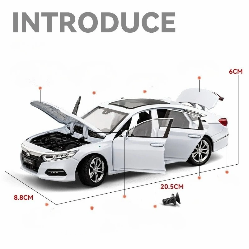 1:24 Honda Accord Miniature Model in White 2 1:24 Honda Accord Miniature Model in White - Image 2