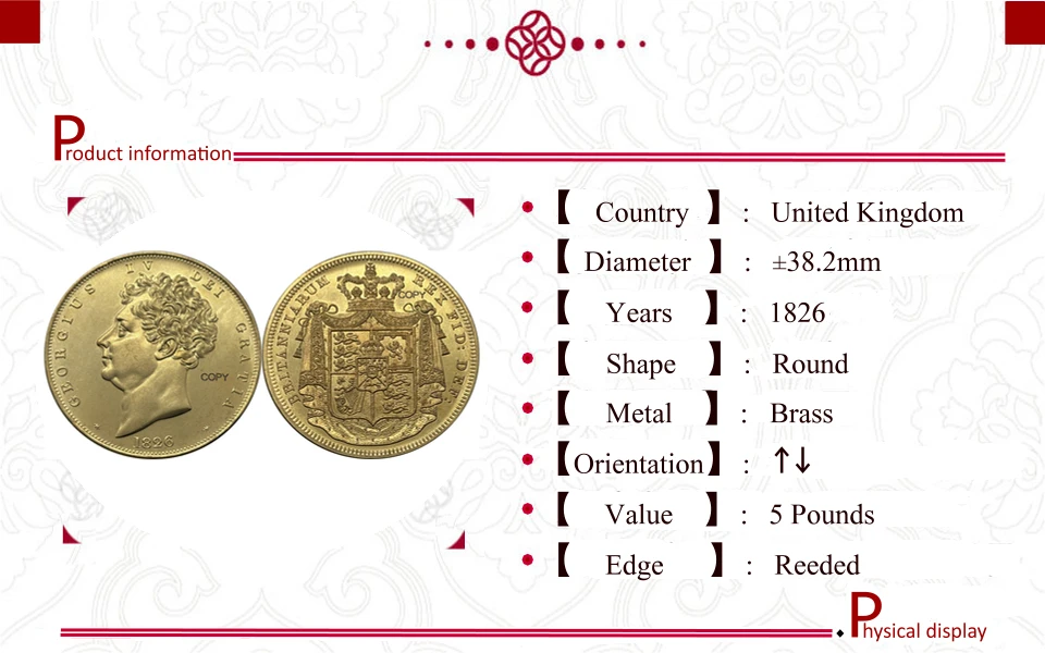 George IV 1826 Antique Replica Coin 6 George IV 1826 Antique Replica Coin - Image 6