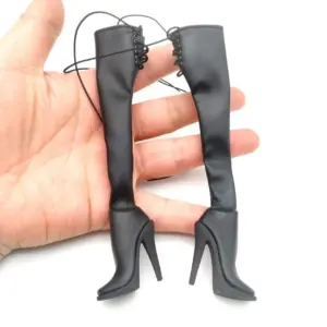1/6 Scale Black Leather-Style High-Heeled Boots 9 Sa8bf53ea7393476fafc03ab958551339L