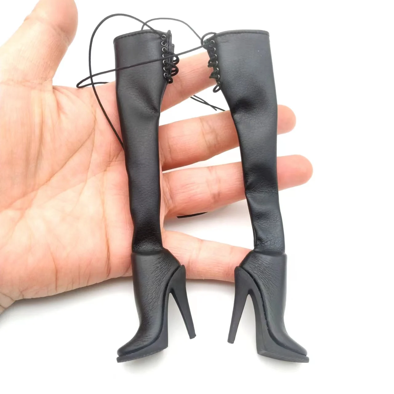 1/6 Scale Black Leather-Style High-Heeled Boots 4 1/6 Scale Black Leather-Style High-Heeled Boots - Image 4