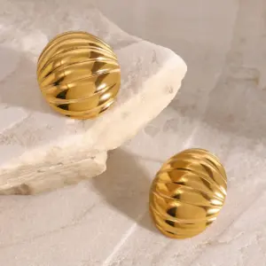 Stainless Steel Gold-Tone Spherical Earrings 12 Sa8ce855fd1c4419d92506e54fd729ce4s
