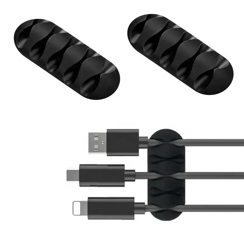 Black Silicone Cable Organizer with 7 Slots 3 Black Silicone Cable Organizer with 7 Slots - Image 3