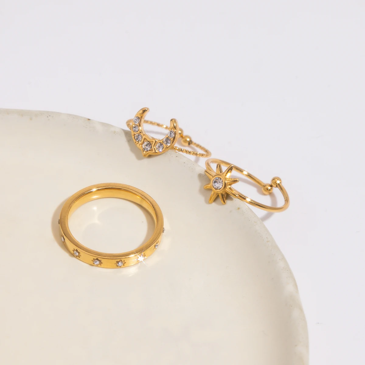 Celestial Sun & Moon Stainless Steel Rings Set 3 Celestial Sun & Moon Stainless Steel Rings Set - Image 3