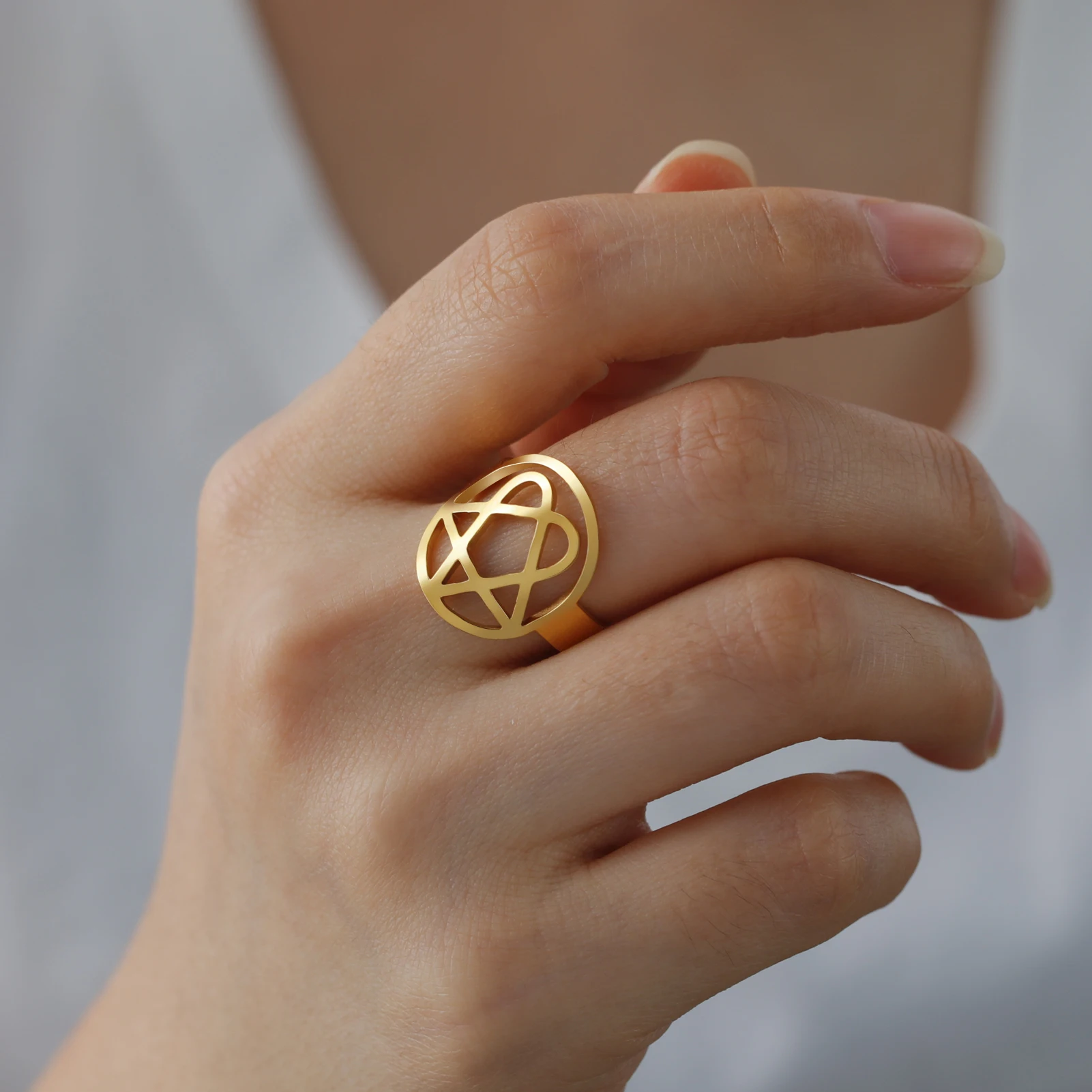 Heartagram Star Ring in Gold or Silver 3 Heartagram Star Ring in Gold or Silver - Image 3
