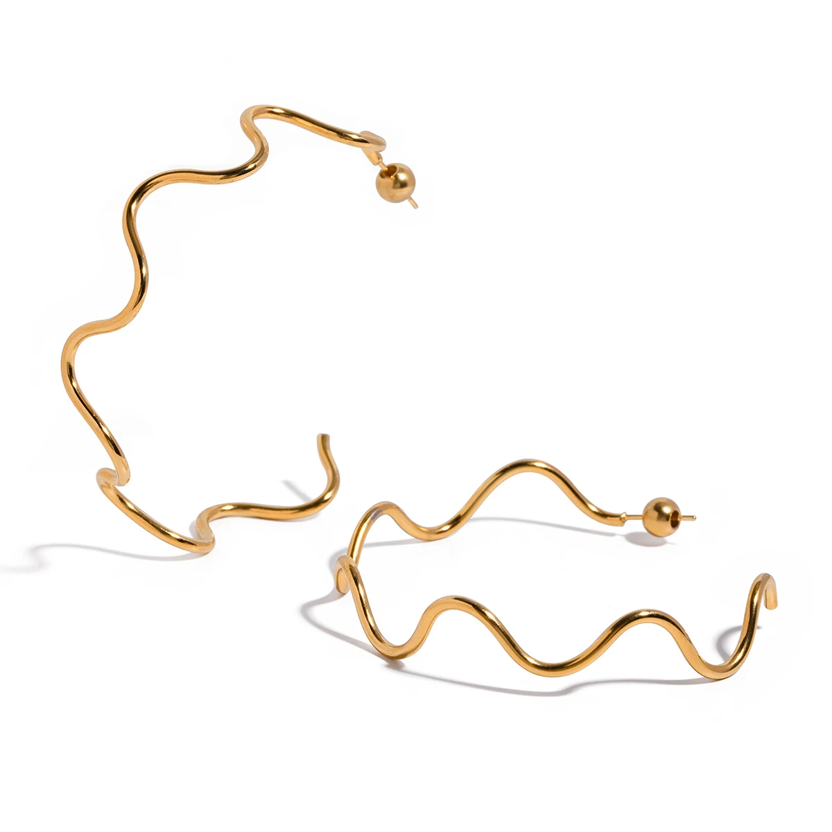 Stainless Steel Gold-Tone Hoop Earrings 1 Stainless Steel Gold-Tone Hoop Earrings