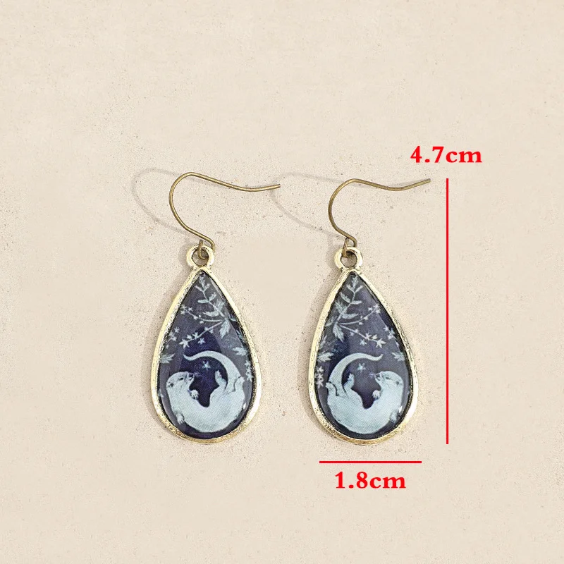 Vintage Water Droplet Earrings with Animal Motifs 5 Vintage Water Droplet Earrings with Animal Motifs - Image 5