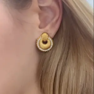 Gold Stainless Steel Bull Horn Earrings JDE0108011