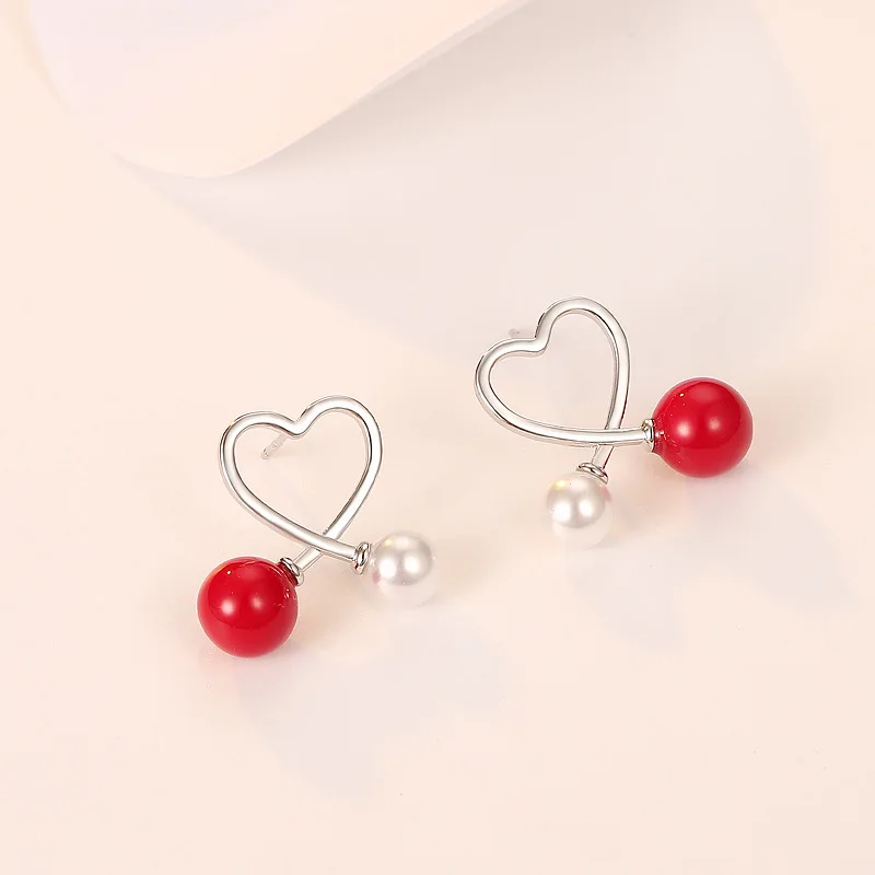Heart-Shaped Pearl Earrings with Silver or Rose Gold 6 Heart-Shaped Pearl Earrings with Silver or Rose Gold - Image 6