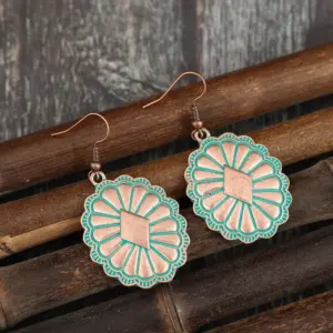 Vintage Red Copper Drop Earrings with Floral Design 5 Sa9be2ef7de4e46bd97d5756051a65bc25