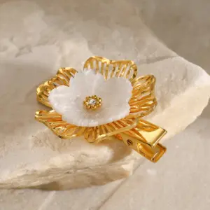 Elegant Stainless Steel Gold Flower Hair Clip 9 Sa9ff4113e092428daadf0378d909fa4fi