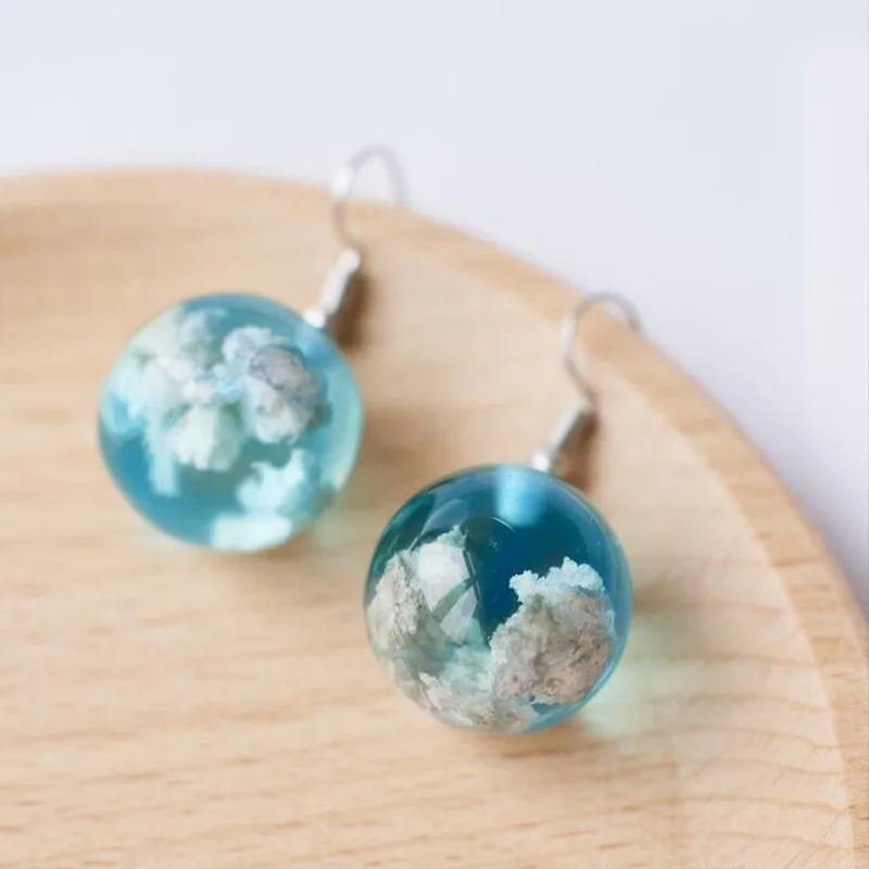 Blue Sky Cloud Pattern Drop Earrings 6 Blue Sky Cloud Pattern Drop Earrings - Image 6