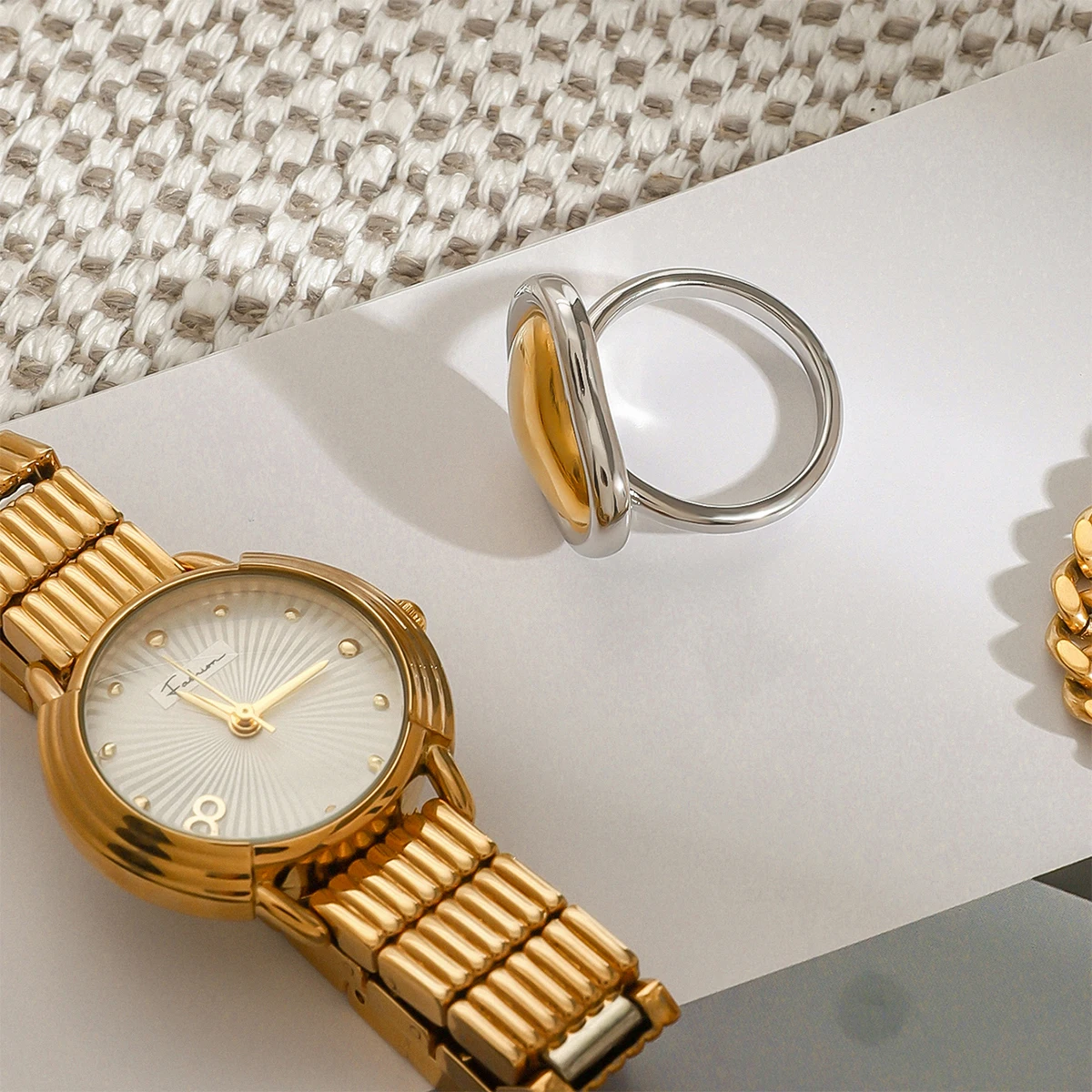 Stainless Steel Heart-Shaped Gold Ring 6 Stainless Steel Heart-Shaped Gold Ring - Image 6