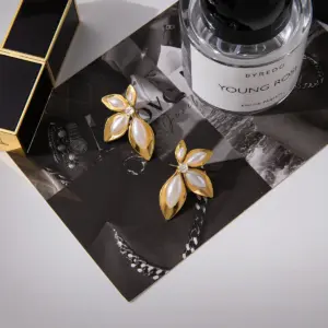 Floral Stainless Steel Earrings with Zircon 11 Saa9a56aaf8a646d1a438eaf7716e4d6dK