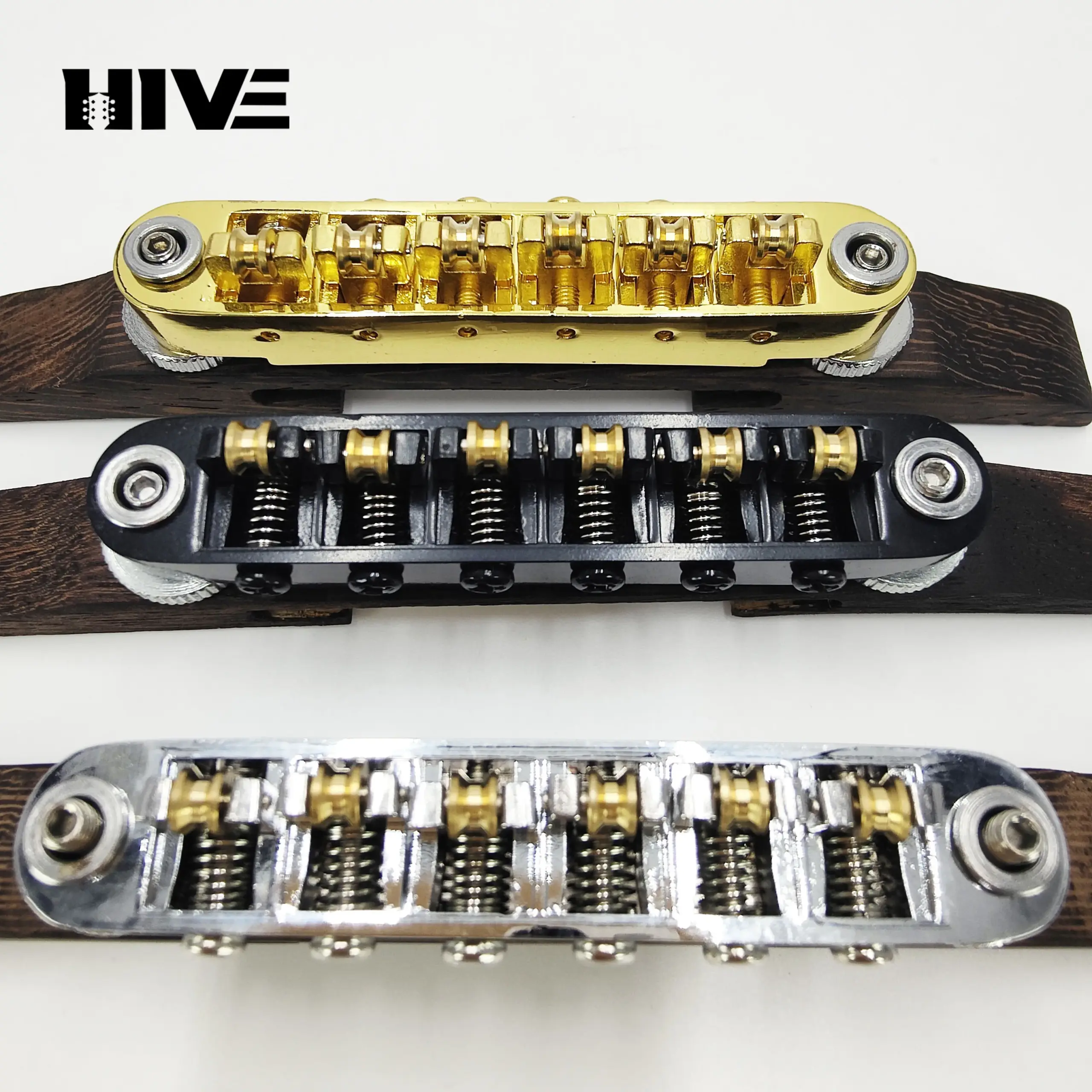 Adjustable Guitar Bridge with Wood Base 2 Adjustable Guitar Bridge with Wood Base - Image 2