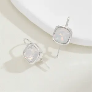 Vintage Silver Square Drop Earrings with White Stones 7 Saac4b105d6a54f1497727c00156a8a79C