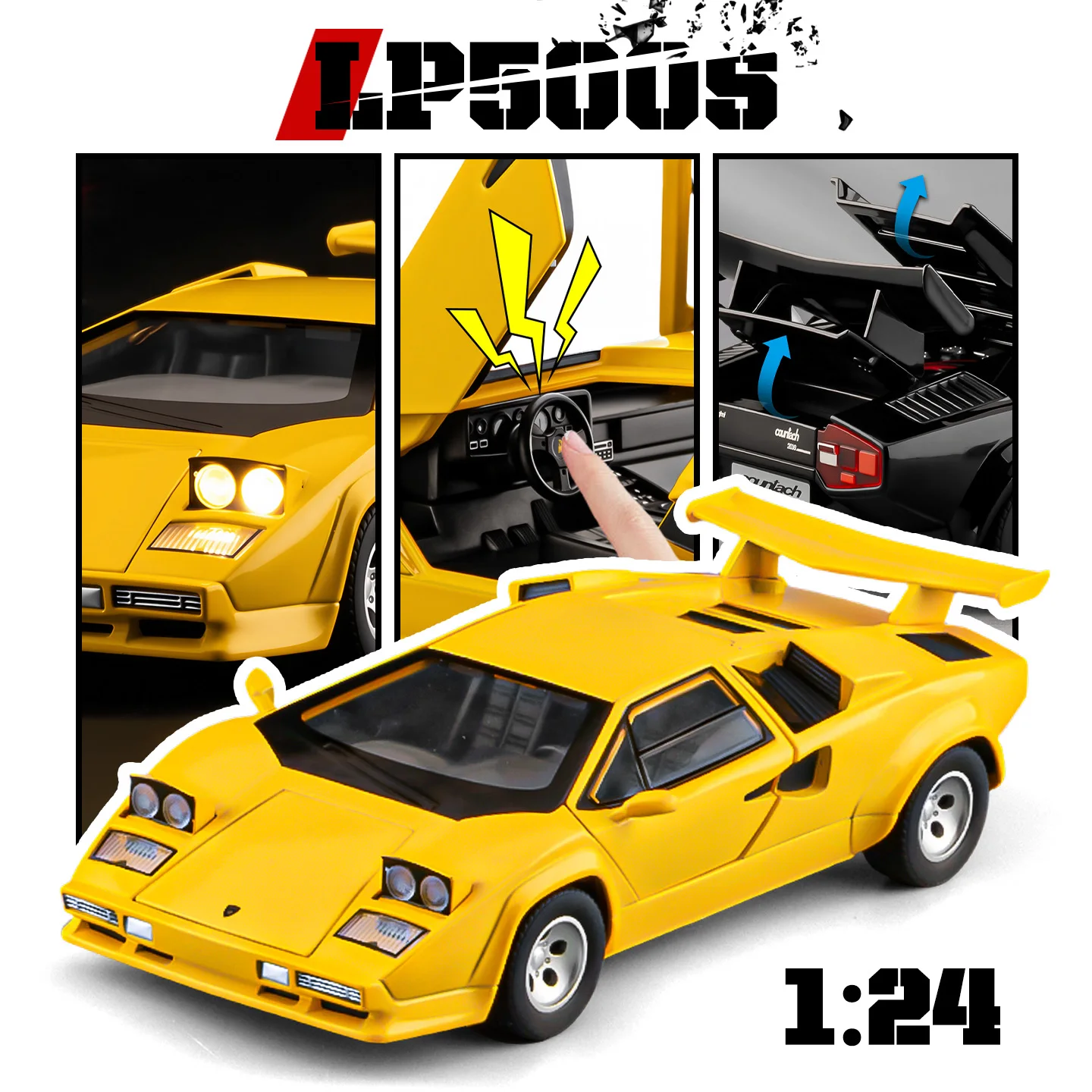 Yellow LP500S Diecast Model Car 1:24 Scale 1 Yellow LP500S Diecast Model Car 1:24 Scale