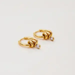 Stainless Steel Hoop Earrings with Zirconia 12 Saae42f077d5e409e8e45313c2933e4752
