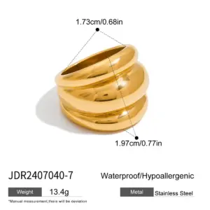 Gold Stainless Steel Chunky Ring for Women 14 Sab0c1ebae05a4c9c8254aca69705db639
