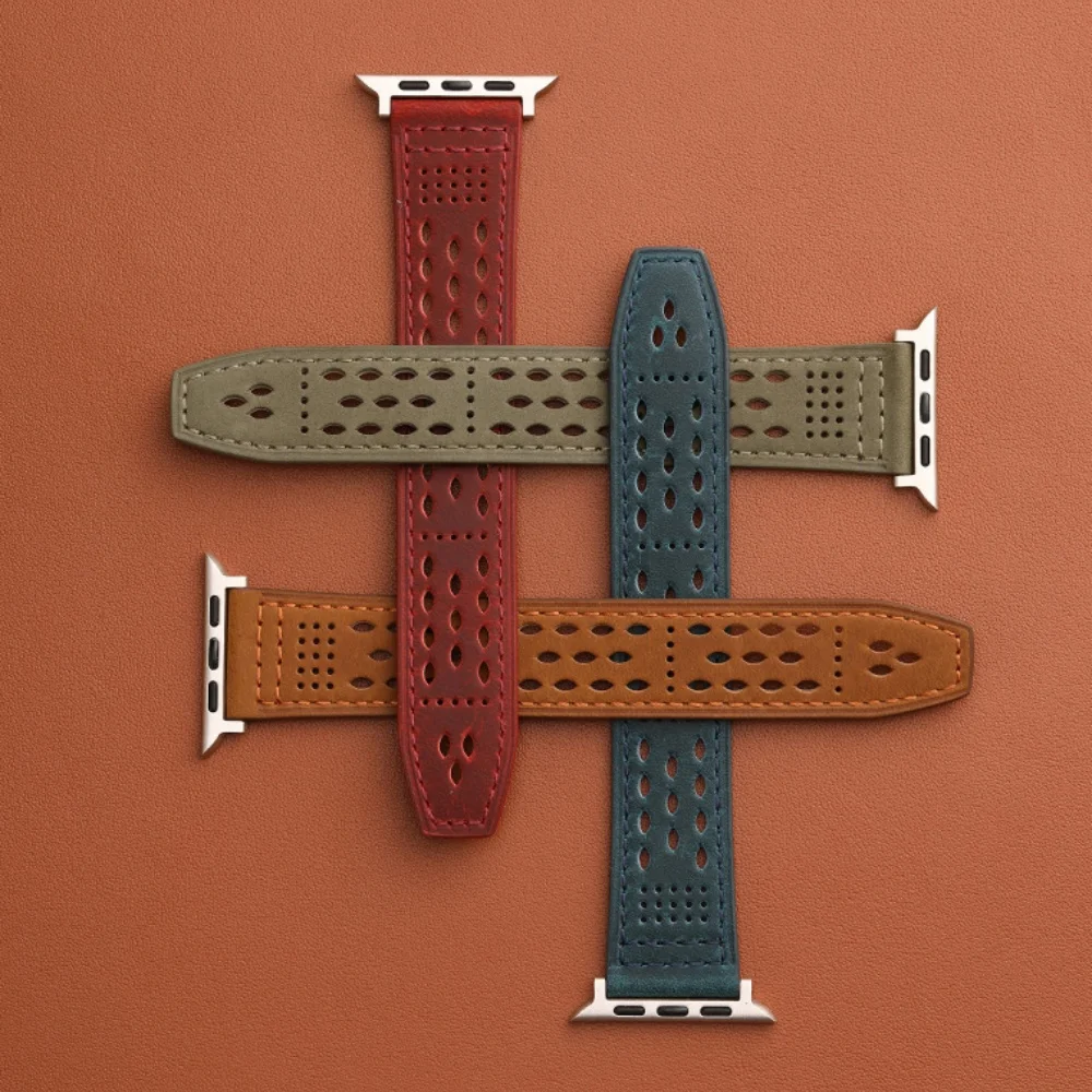 Breathable Leather Strap for Apple Watch Models 6 Breathable Leather Strap for Apple Watch Models - Image 6