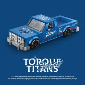 Blue Retro Puzzle Block Pickup Truck Model PB8841