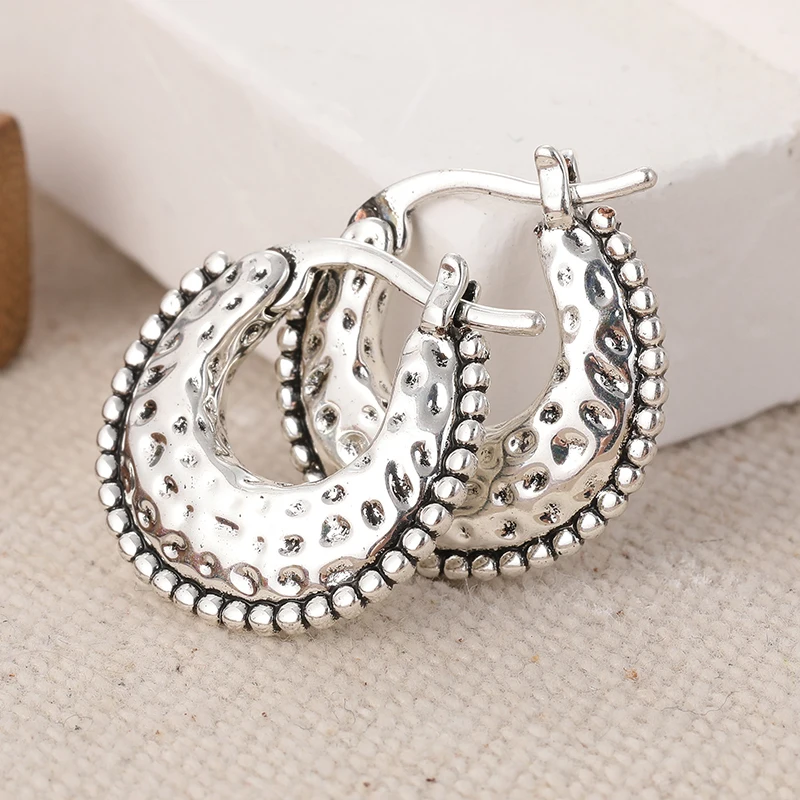 Silver Geometric Hoop Earrings for Women 5 Silver Geometric Hoop Earrings for Women - Image 5