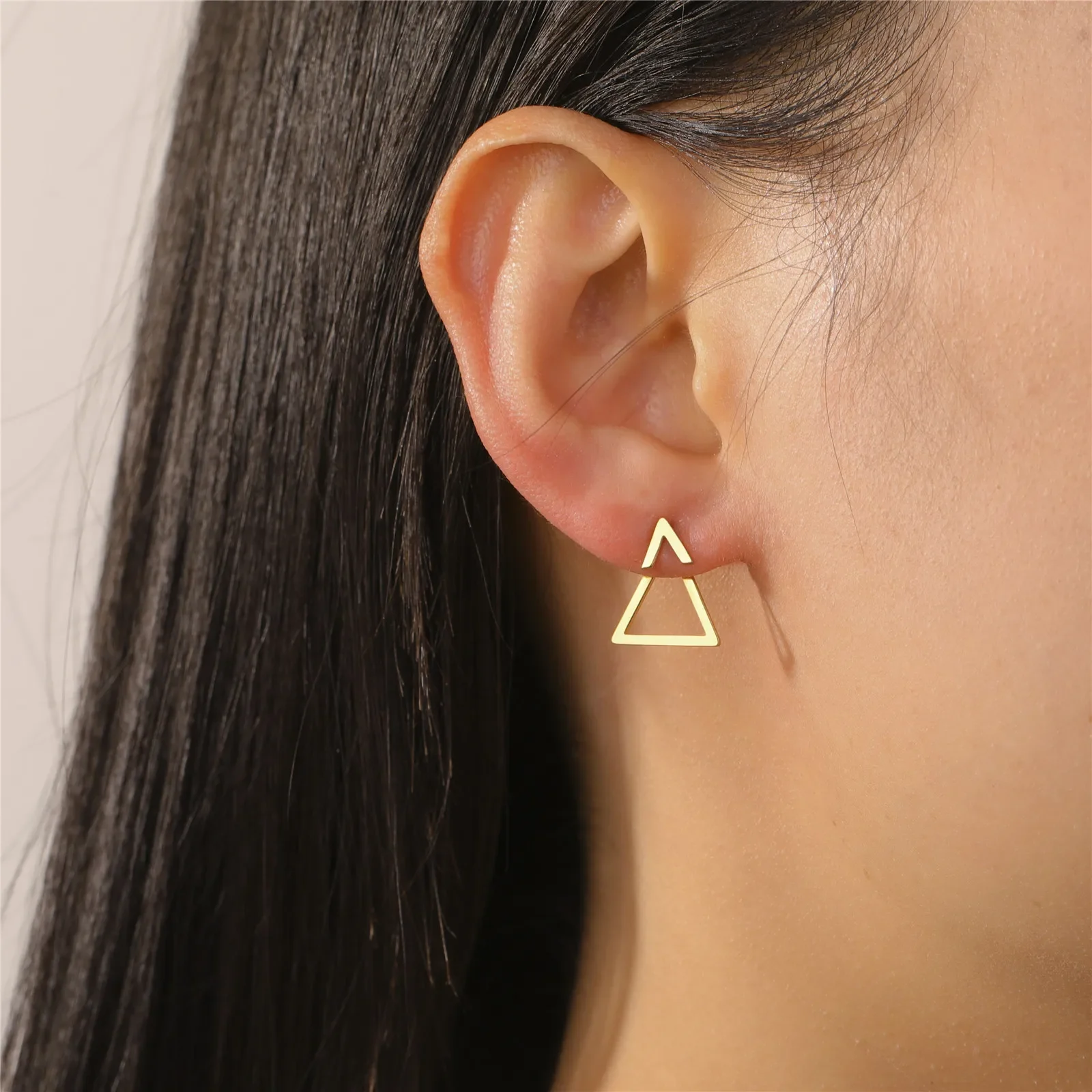 Geometric Gold Stainless Steel Earrings for Women 2 Geometric Gold Stainless Steel Earrings for Women - Image 2