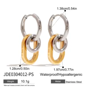 Stainless Steel Geometric Two-Tone Earrings 18 Sab617a43544b43ca8a22d0f42663a358X