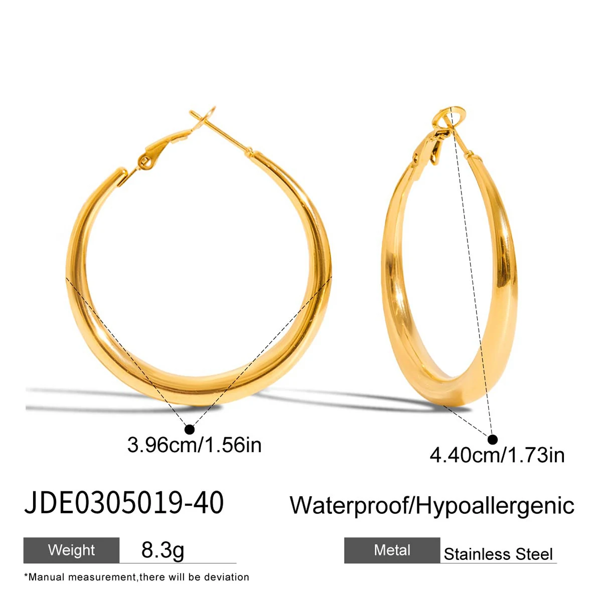 Glossy Vegan Stainless Steel Gold Hoop Earrings 7 Glossy Vegan Stainless Steel Gold Hoop Earrings - Image 7
