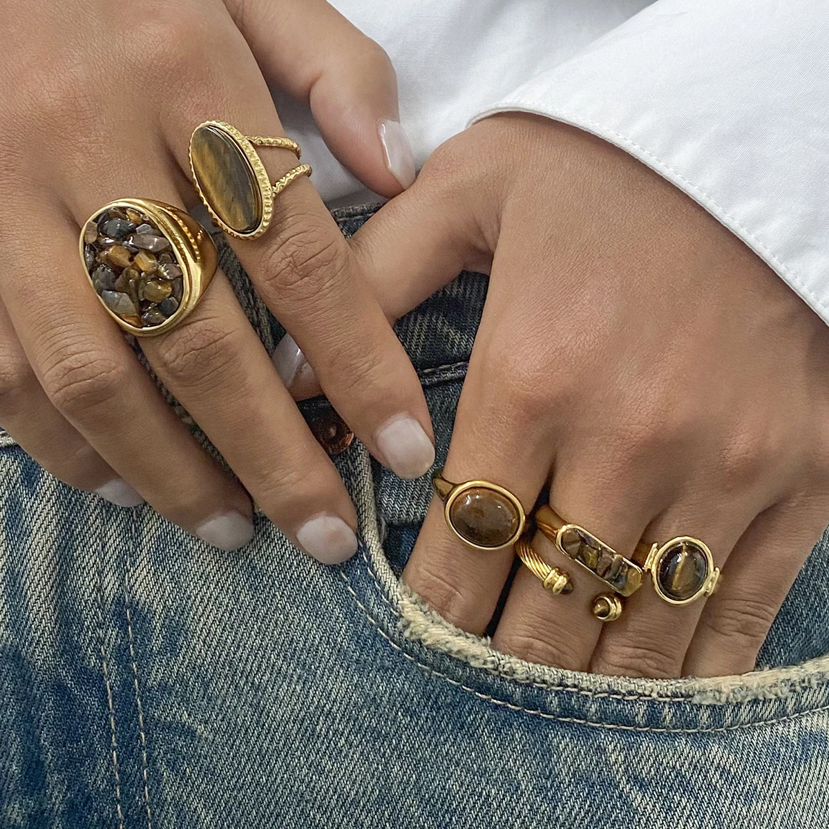 Elegant Gold-Toned Adjustable Stainless Steel Ring 1 Elegant Gold-Toned Adjustable Stainless Steel Ring