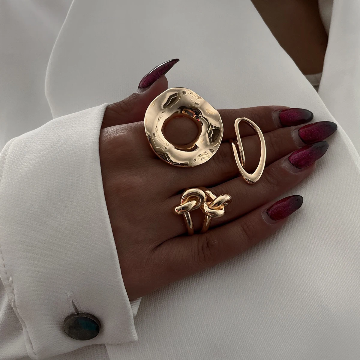 Modern Gold Stainless Steel Crossing Ring 3 Modern Gold Stainless Steel Crossing Ring - Image 3