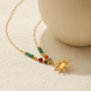 Stainless Steel Sun Pendant Necklace for Women 12 Saba9f8bd8284494780b32f02ded84106B