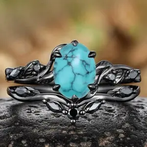Vintage Black and Turquoise Cocktail Ring 9 Sabbfb72d50dc49cf8169aeb6b0c9395fm