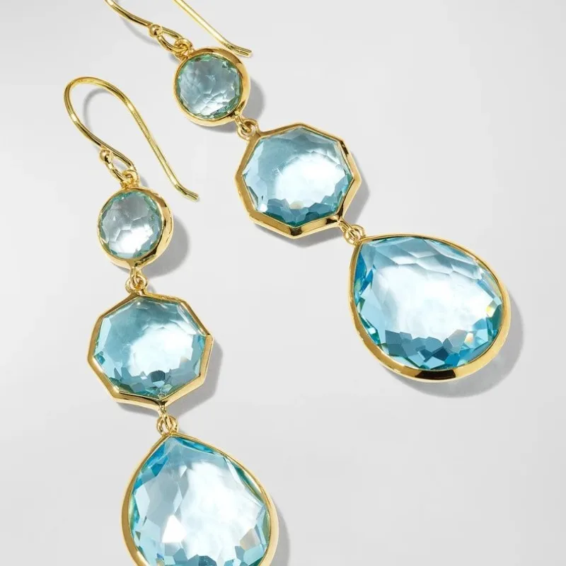Blue Zircon Waterdrop Earrings for Women 2 Blue Zircon Waterdrop Earrings for Women - Image 2