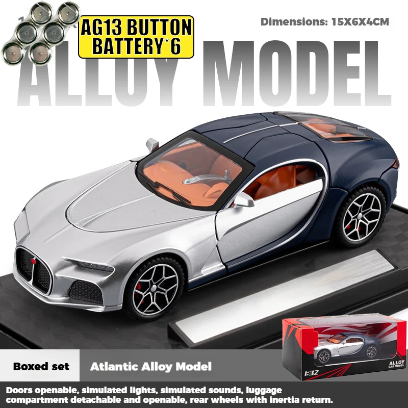 Silver 1:32 Diecast Sports Car Model 10 Silver 1:32 Diecast Sports Car Model - Image 10