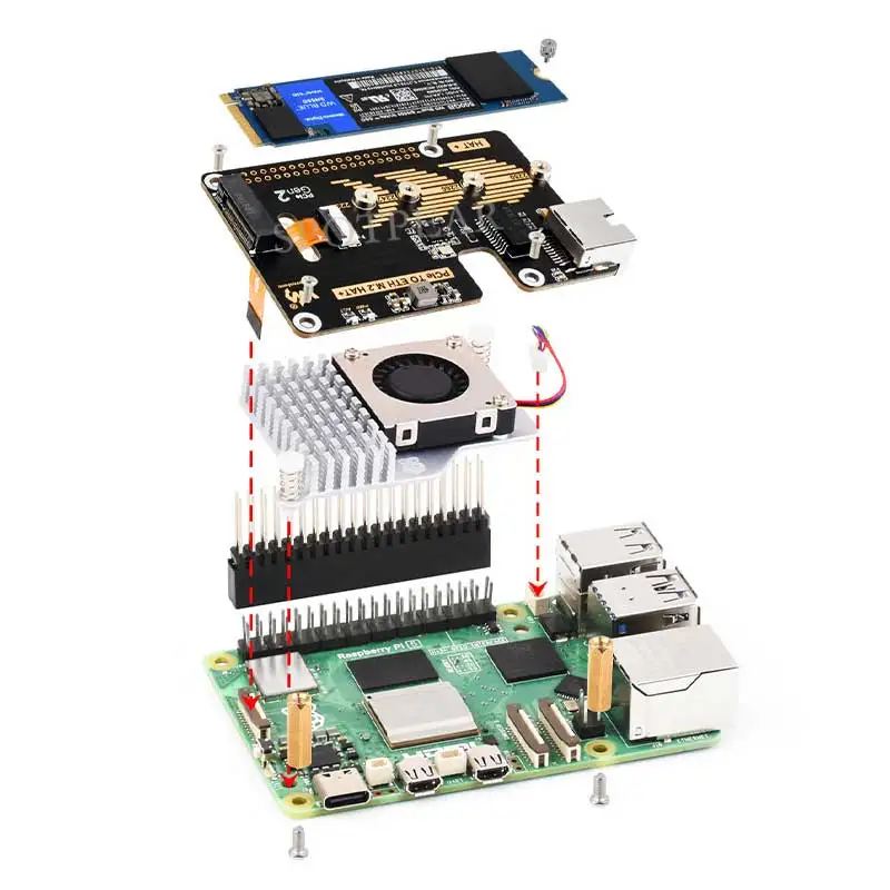PCIe to M.2 SSD and Ethernet HAT for Raspberry Pi 5 6 PCIe to M.2 SSD and Ethernet HAT for Raspberry Pi 5 - Image 6