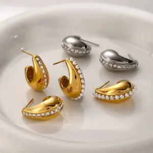 Stainless Steel Gold Earrings with Rhinestones 10 Sac2298e862cc41c584dd0df0e2d21136h