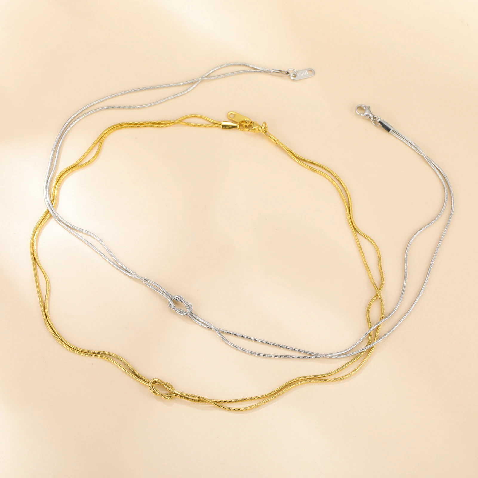 Stainless Steel Double Snake Necklace 6 Stainless Steel Double Snake Necklace - Image 6