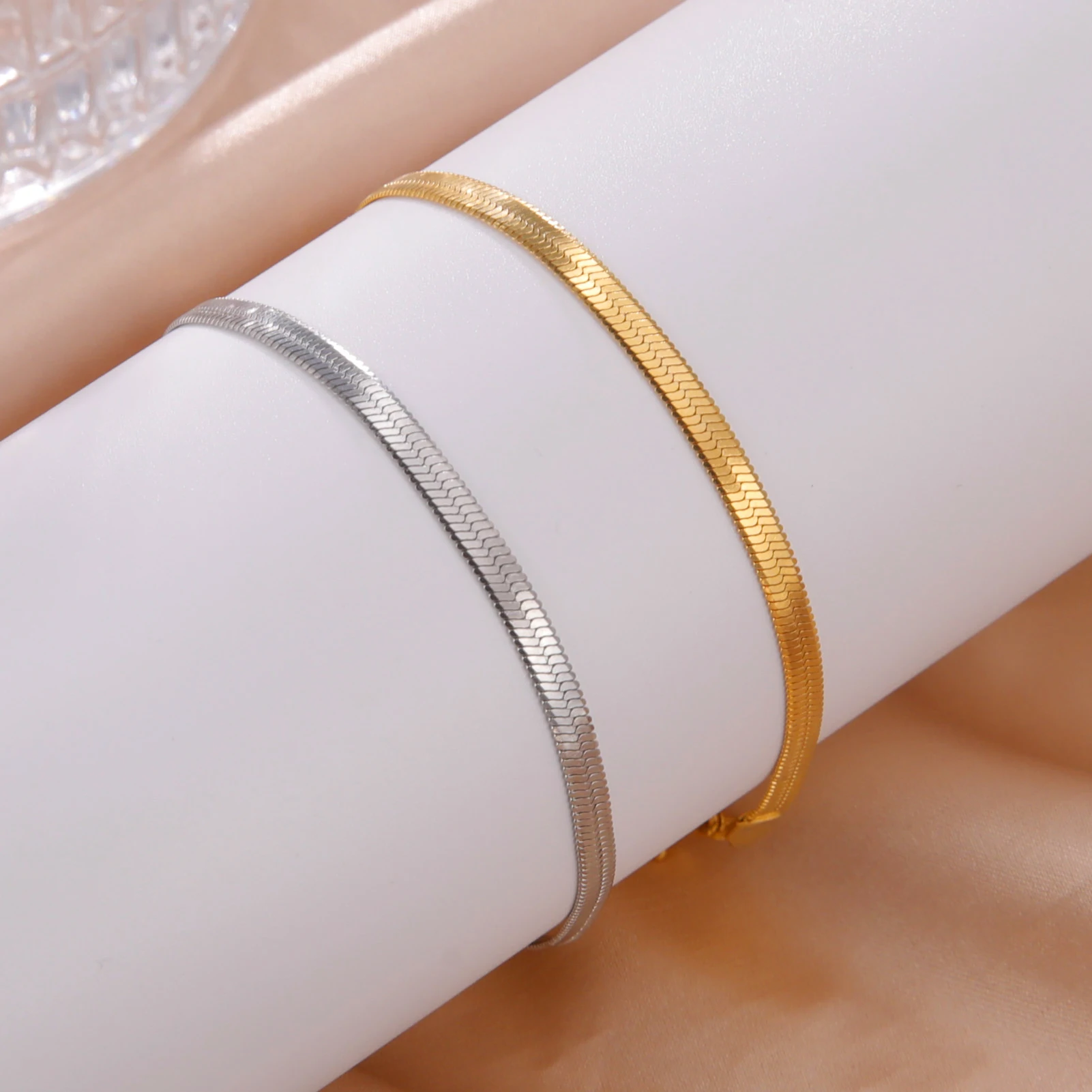 Gold Snake Chain Bracelet 17-24cm Adjustable 5 Gold Snake Chain Bracelet 17-24cm Adjustable - Image 5