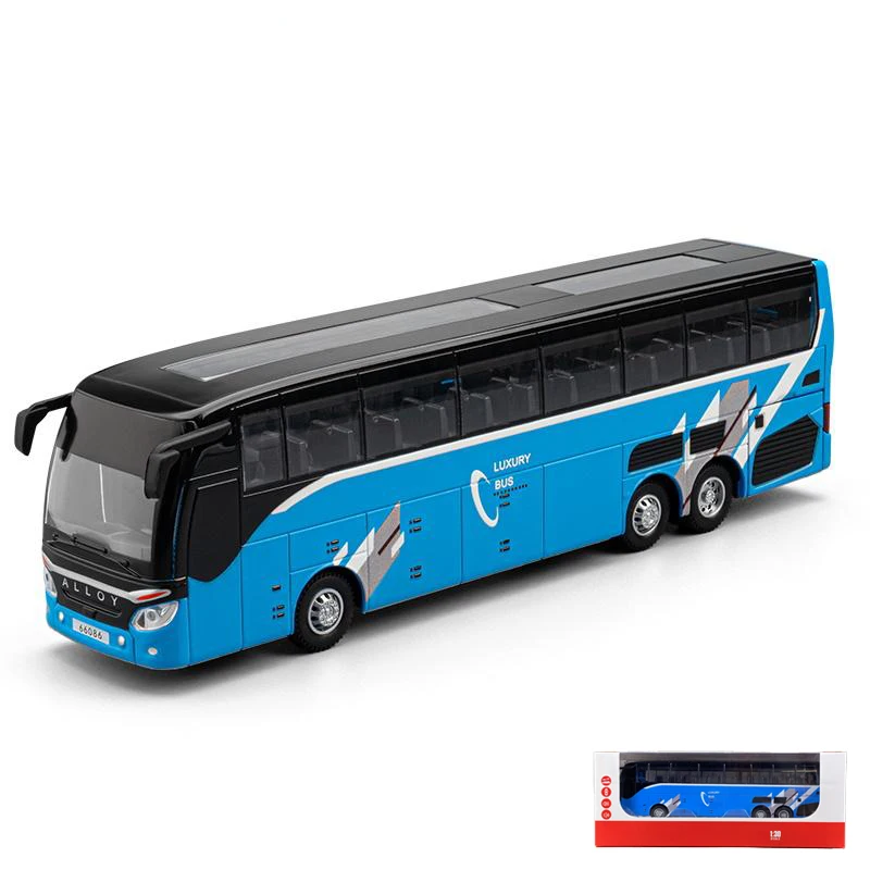 Leshue 1:30 Scale Alloy Bus Model in Blue 7 Leshue 1:30 Scale Alloy Bus Model in Blue - Image 7