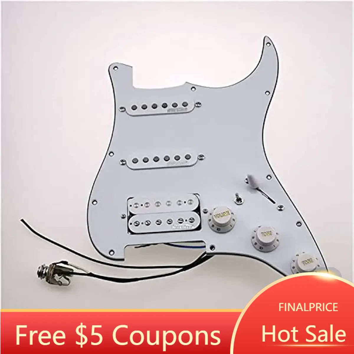 Prewired SSH Strat Pickguard with Wilkinson Alnico 5 3 Prewired SSH Strat Pickguard with Wilkinson Alnico 5 - Image 3