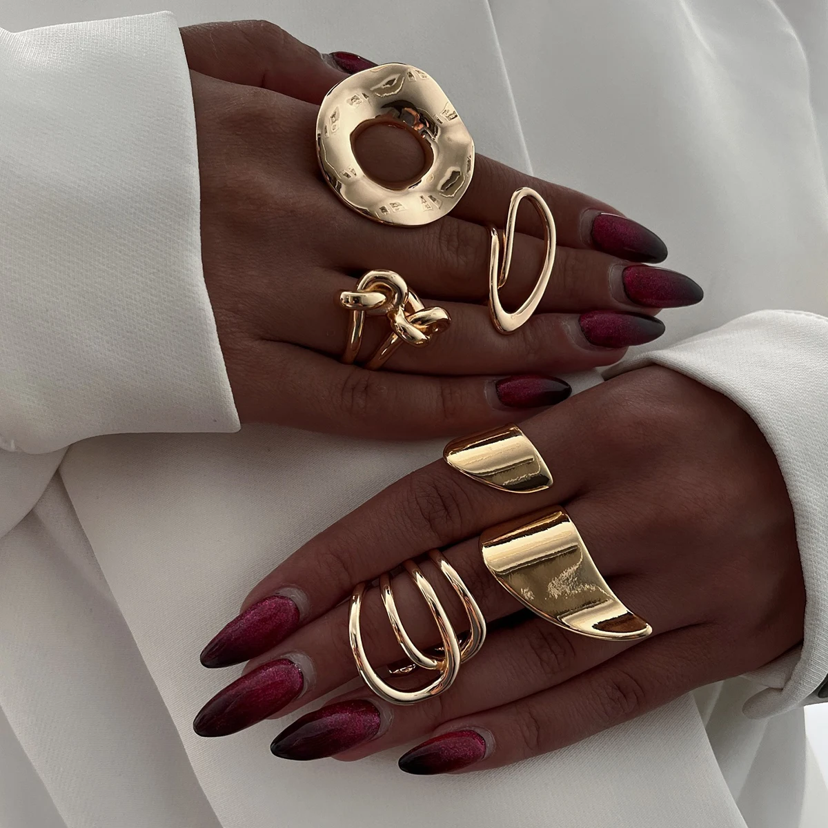 Modern Gold Stainless Steel Crossing Ring 2 Modern Gold Stainless Steel Crossing Ring - Image 2