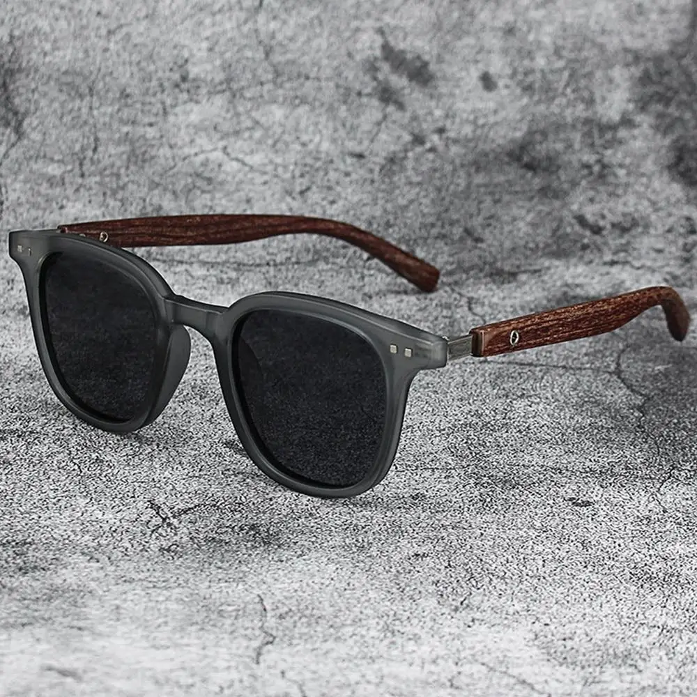 Retro Wood Grain Square Sunglasses for Men Women 9 Retro Wood Grain Square Sunglasses for Men Women - Image 9