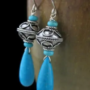 Geometric Drop Earrings with Blue Inlay for Women 5 Sacb69a2bd75f40b5937cad7e0be17585P