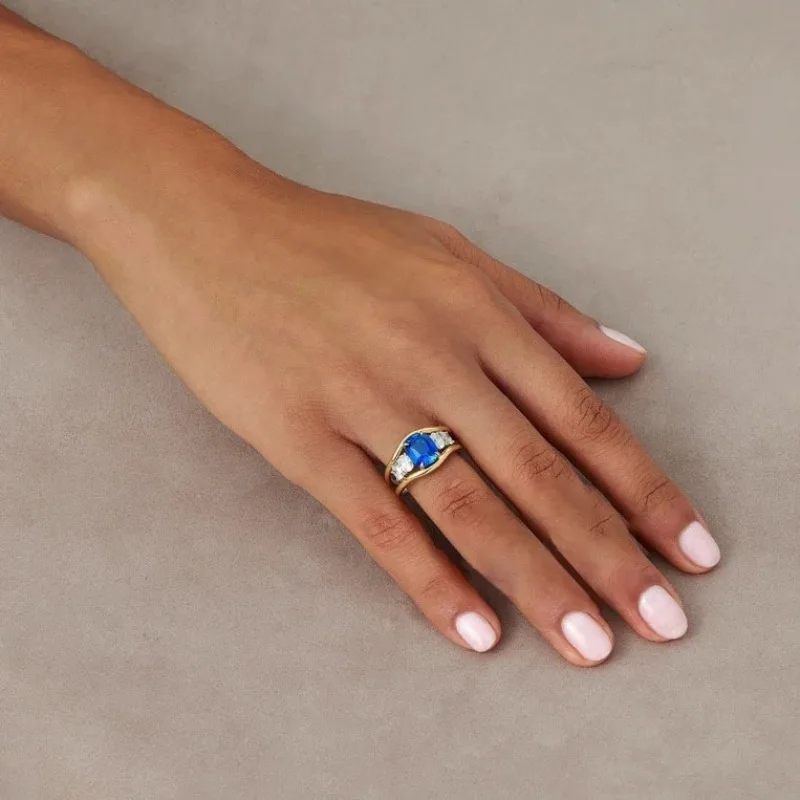 Blue Zircon Wedding Ring for Women 3 Blue Zircon Wedding Ring for Women - Image 3