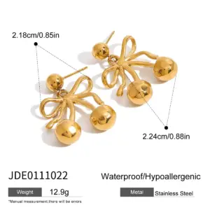 Gold Stainless Steel Cherry Earrings JDE0111022 13 Sad220f6bd0c545e49140e42fb5732720X