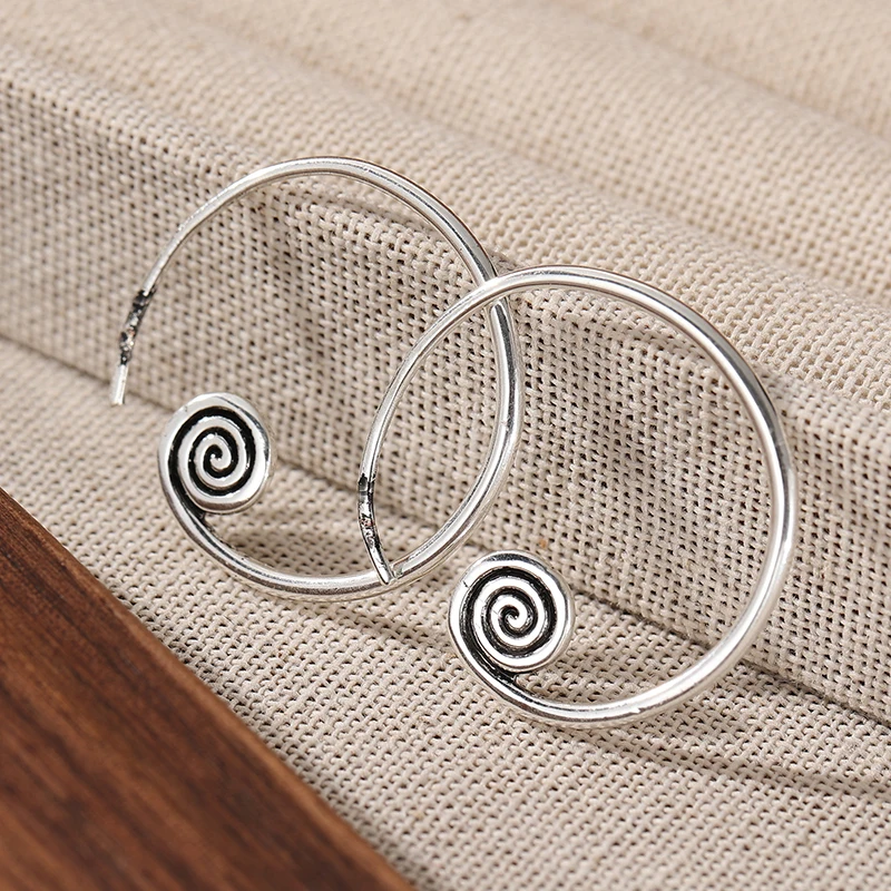 Vintage Silver Hoop Earrings with Textured Finish 5 Vintage Silver Hoop Earrings with Textured Finish - Image 5