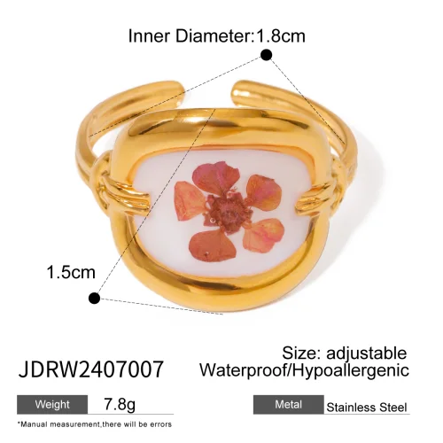 Gold Stainless Steel Floral Ring for Women 9 Gold Stainless Steel Floral Ring for Women - Image 9