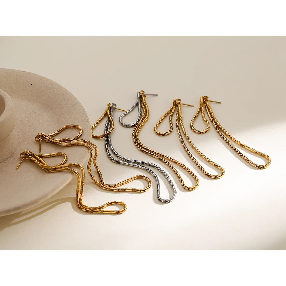 Stainless Steel Tassel Earrings for Women 4 Stainless Steel Tassel Earrings for Women - Image 4