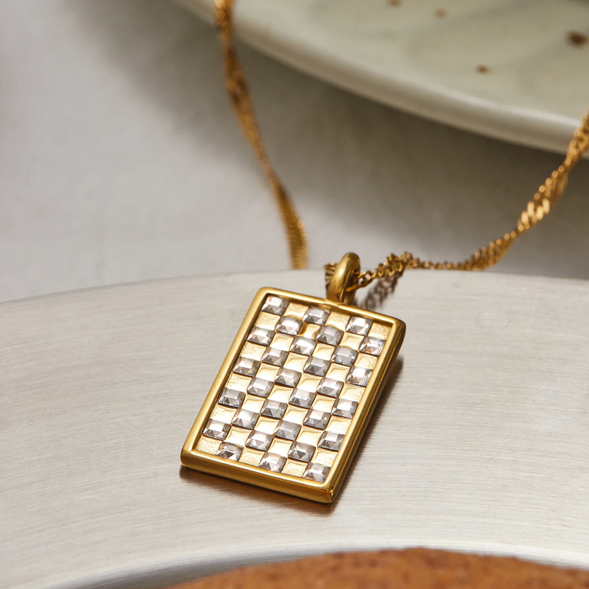 Gold-Tone Zircon Pendant Necklace for Women 5 Gold-Tone Zircon Pendant Necklace for Women - Image 5