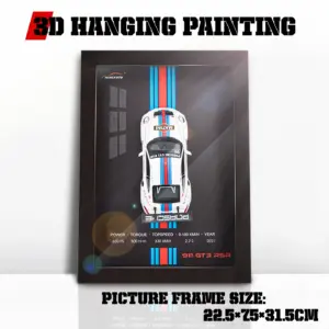 3D Car Wall Art with Dark Wood Frame 18 Sad8ca415ab8c432c94a933aa32d0f3b1A